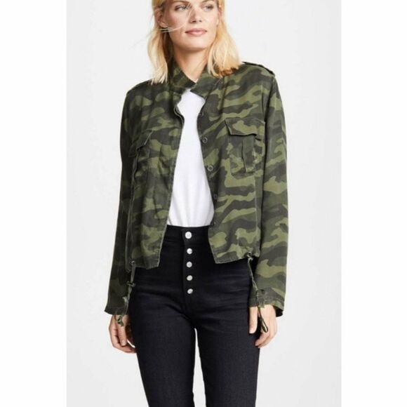 Rails Rowen Camo Military Jacket in Forest Camo Green 100% Cupro Women's Medium - Picture 1 of 13